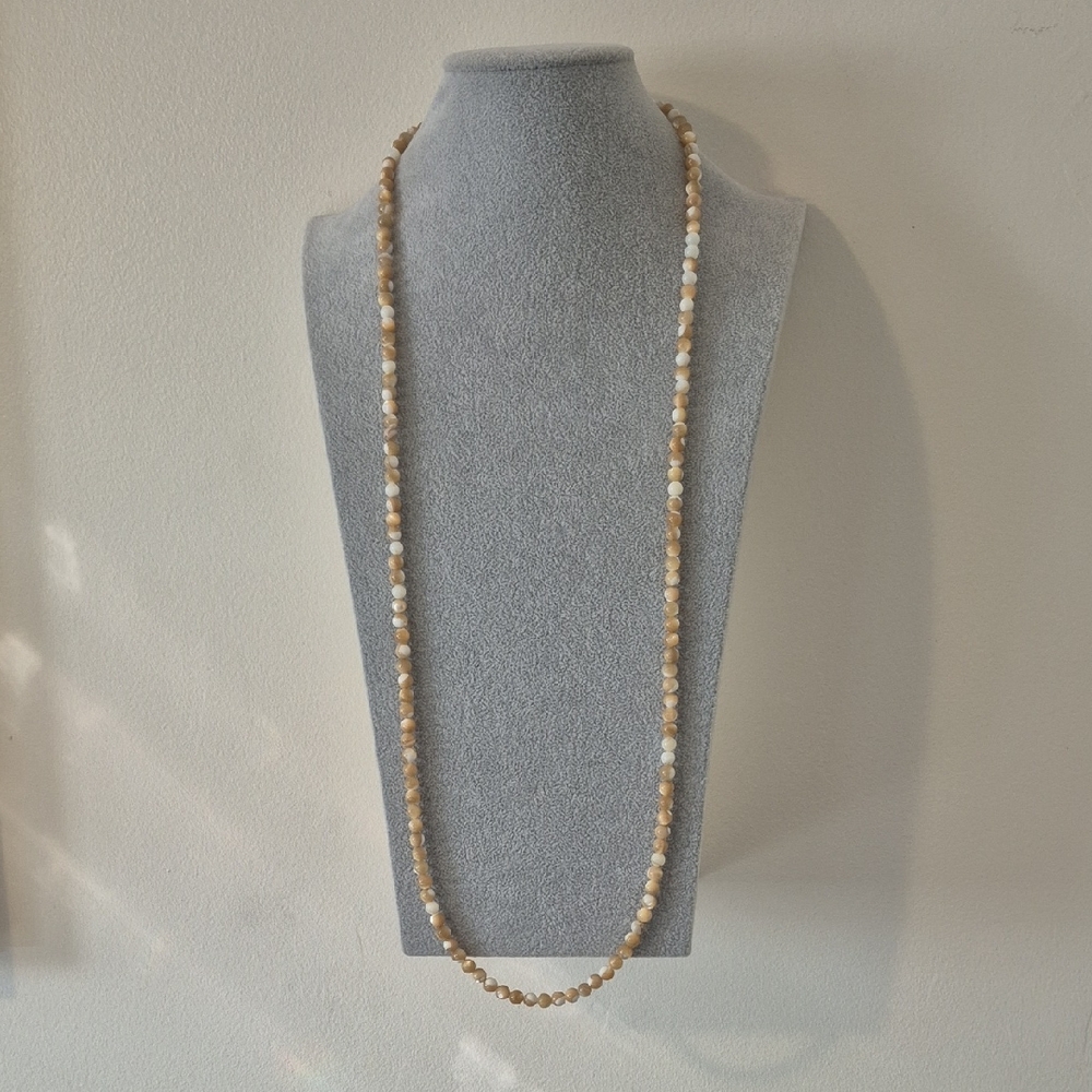 Mother Of Pearl Tan & White Necklace,Matching Braclet